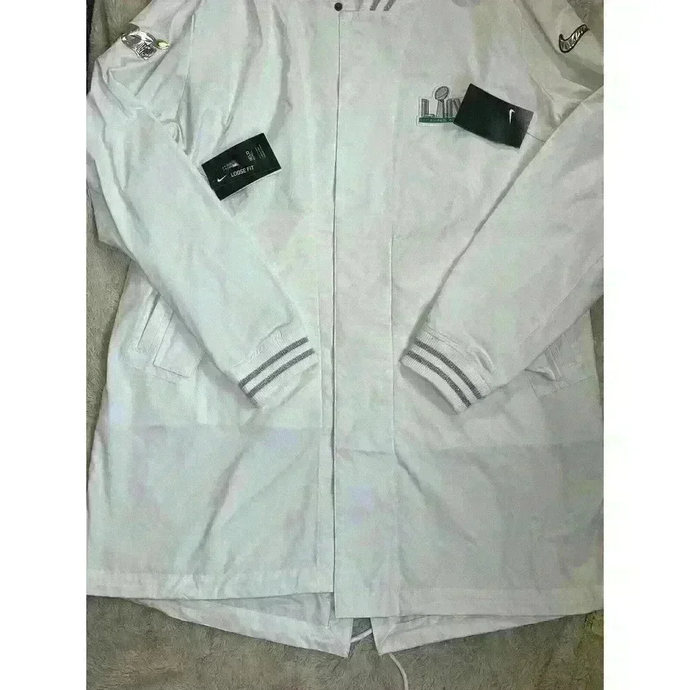 Nike Super Bowl 2020 Onfield Apparel XL‎ White Jacket Windbreaker Long Loose